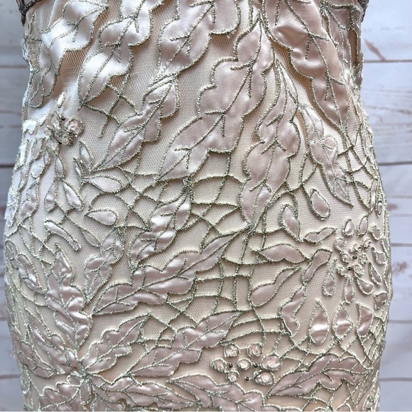 Sue Wong Nocturne Peach Pink Guipure Lace Jeweled Evening Cocktail Dress - Picture 15 of 16